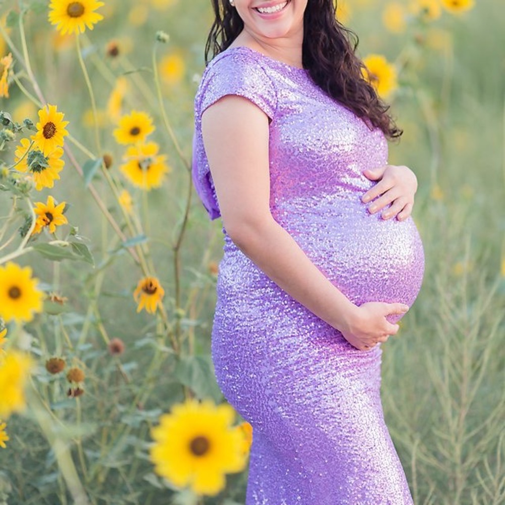 Lilac sequin maternity gown / maternity Dress.